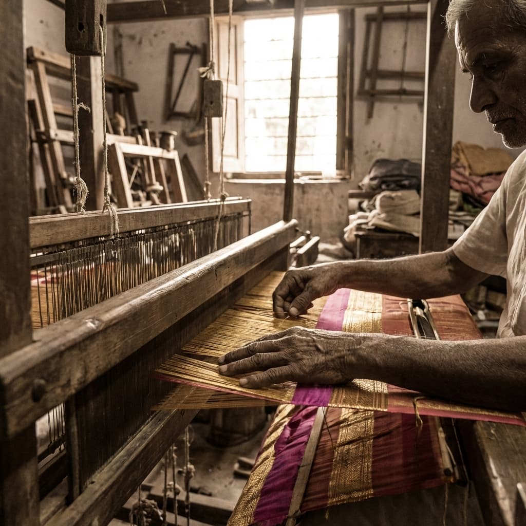 Master weaver at handloom