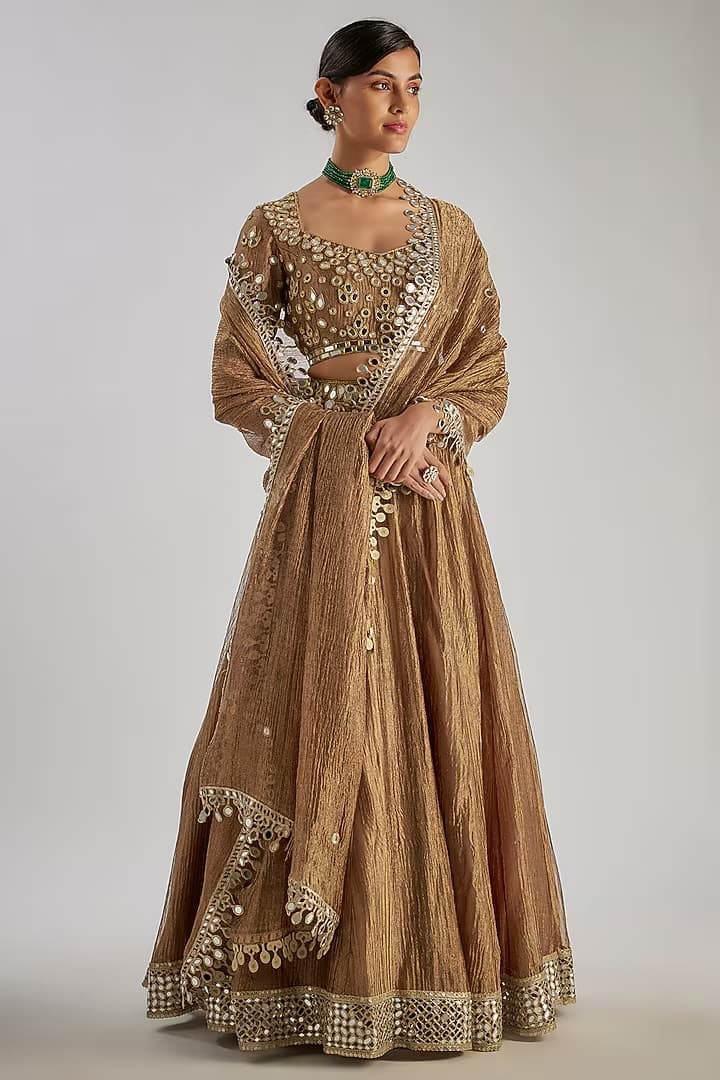 Gold Tissue Lehenga - Lehengas by The Dhaaga Tales